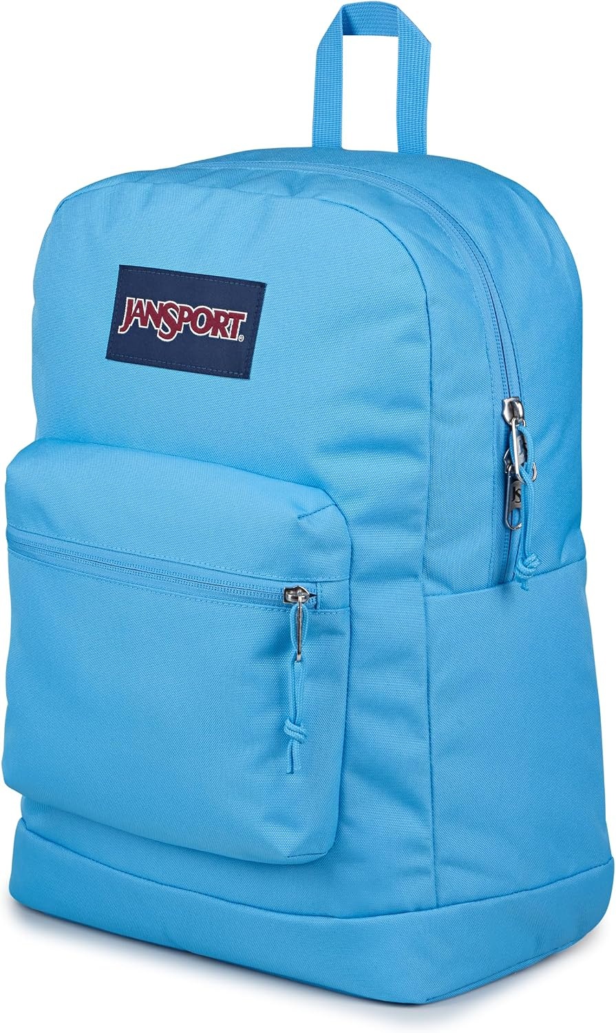 image:imageJanSport Cross Town Plus Backpack Large Main Compartment Side Water Bottle Pocket 15Inch Padded Laptop Sleeve Emerald PoolElectric Azul