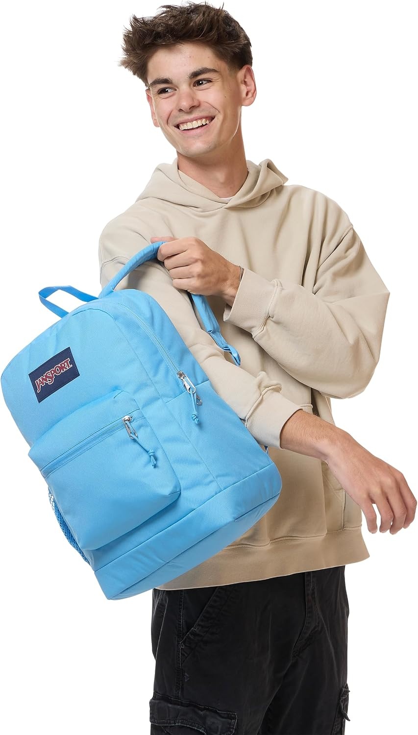 image:imageJanSport Cross Town Plus Backpack Large Main Compartment Side Water Bottle Pocket 15Inch Padded Laptop Sleeve Emerald PoolElectric Azul