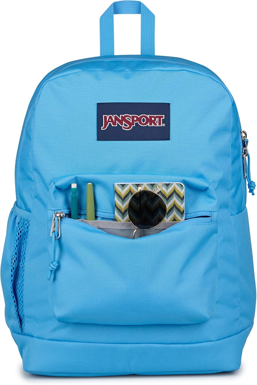 image:imageJanSport Cross Town Plus Backpack Large Main Compartment Side Water Bottle Pocket 15Inch Padded Laptop Sleeve Emerald PoolElectric Azul