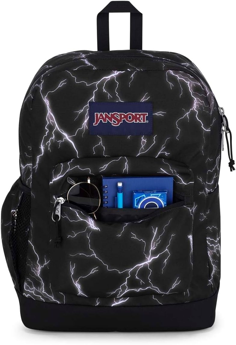 image:imageJanSport Cross Town Plus Backpack Large Main Compartment Side Water Bottle Pocket 15Inch Padded Laptop Sleeve Emerald PoolElectric Bolts
