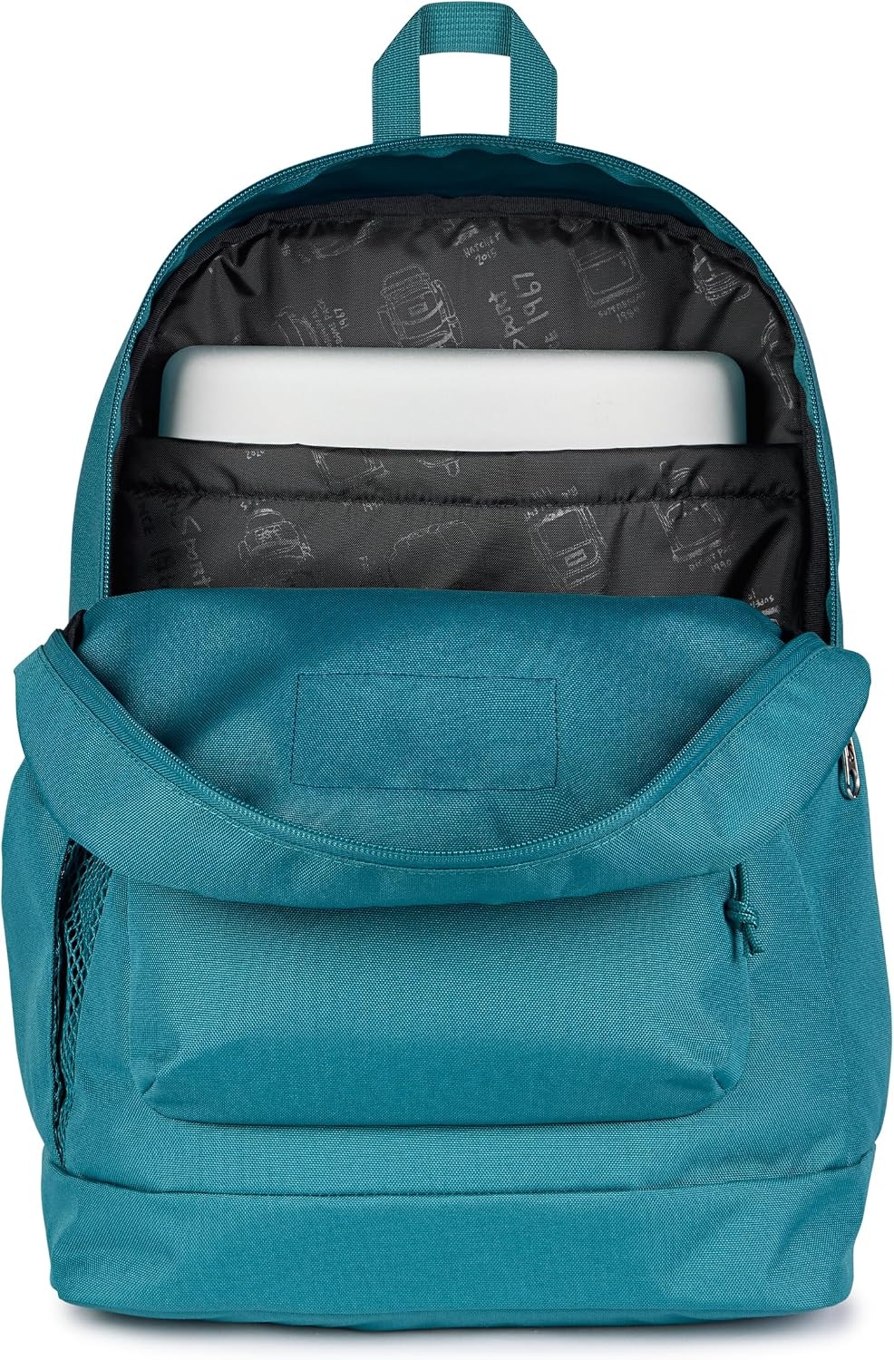 image:imageJanSport Cross Town Plus Backpack Large Main Compartment Side Water Bottle Pocket 15Inch Padded Laptop Sleeve Emerald PoolEmerald Pool