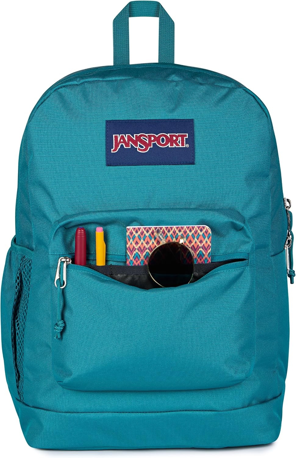 image:imageJanSport Cross Town Plus Backpack Large Main Compartment Side Water Bottle Pocket 15Inch Padded Laptop Sleeve Emerald PoolEmerald Pool