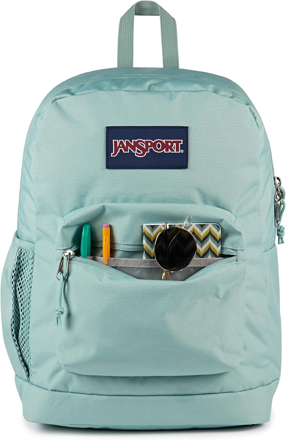 image:imageJanSport Cross Town Plus Backpack Large Main Compartment Side Water Bottle Pocket 15Inch Padded Laptop Sleeve Emerald PoolFaded Sage
