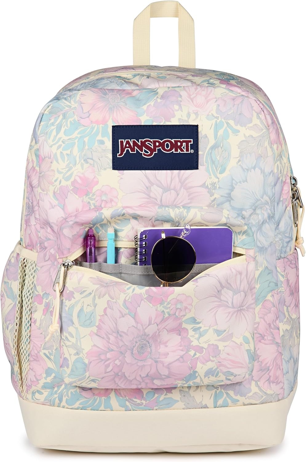 image:imageJanSport Cross Town Plus Backpack Large Main Compartment Side Water Bottle Pocket 15Inch Padded Laptop Sleeve Emerald PoolFaded Tapestry