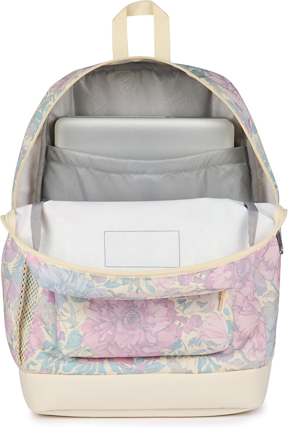 image:imageJanSport Cross Town Plus Backpack Large Main Compartment Side Water Bottle Pocket 15Inch Padded Laptop Sleeve Emerald PoolFaded Tapestry