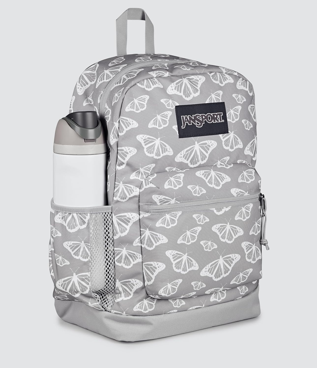 image:imageJanSport Cross Town Plus Backpack Large Main Compartment Side Water Bottle Pocket 15Inch Padded Laptop Sleeve Emerald PoolFlutter By Grey