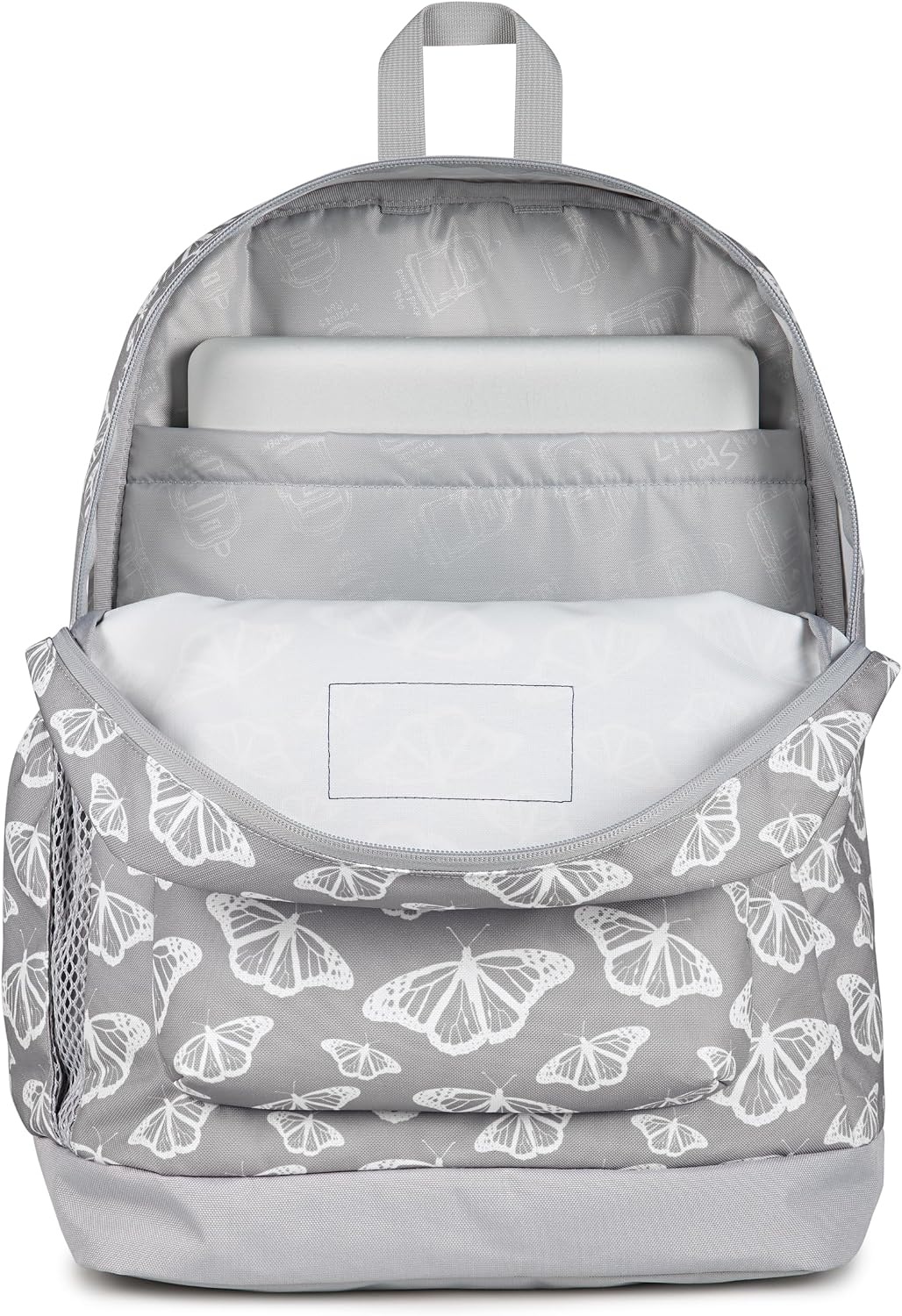 image:imageJanSport Cross Town Plus Backpack Large Main Compartment Side Water Bottle Pocket 15Inch Padded Laptop Sleeve Emerald PoolFlutter By Grey