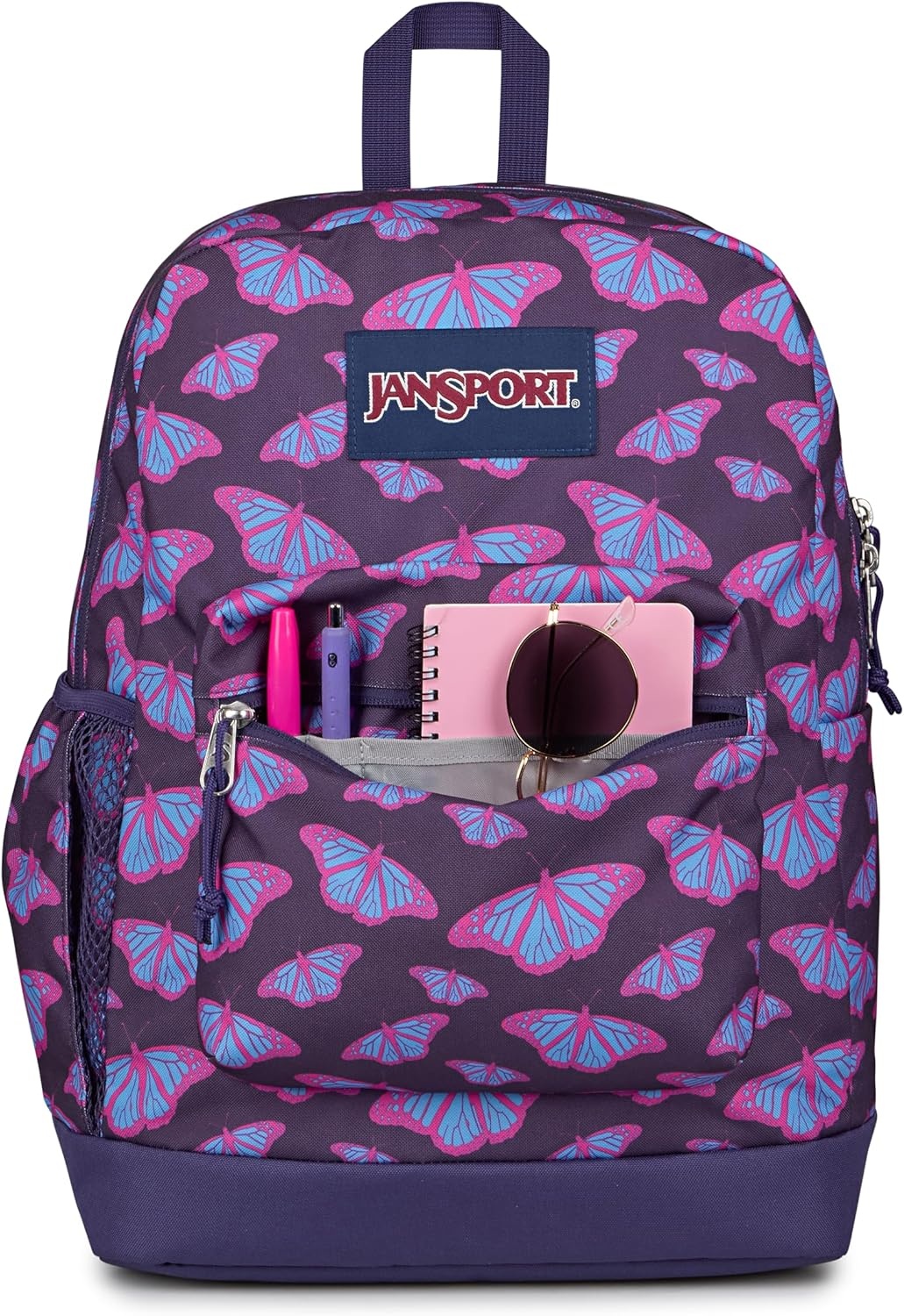 image:imageJanSport Cross Town Plus Backpack Large Main Compartment Side Water Bottle Pocket 15Inch Padded Laptop Sleeve Emerald PoolFlutter By Purple
