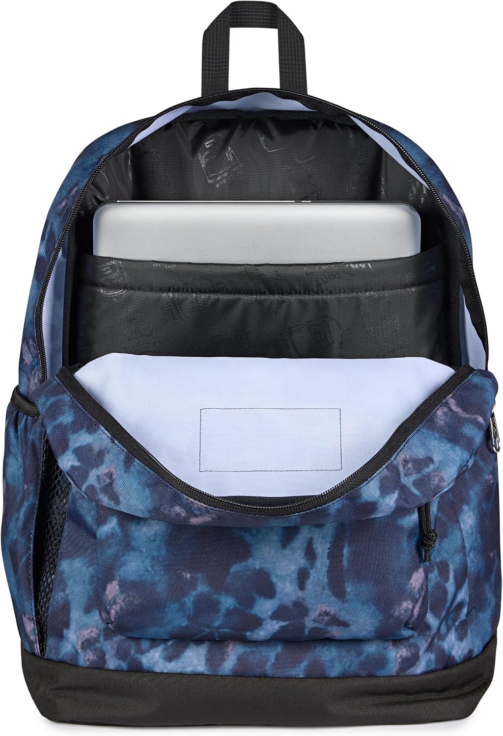 image:imageJanSport Cross Town Plus Backpack Large Main Compartment Side Water Bottle Pocket 15Inch Padded Laptop Sleeve Emerald PoolGhostly Florals NavyPurplePink