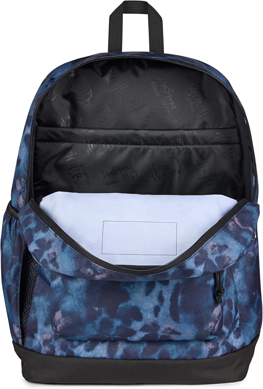 image:imageJanSport Cross Town Plus Backpack Large Main Compartment Side Water Bottle Pocket 15Inch Padded Laptop Sleeve Emerald PoolGhostly Florals NavyPurplePink
