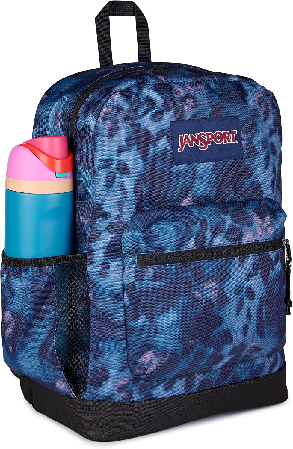 image:imageJanSport Cross Town Plus Backpack Large Main Compartment Side Water Bottle Pocket 15Inch Padded Laptop Sleeve Emerald PoolGhostly Florals NavyPurplePink