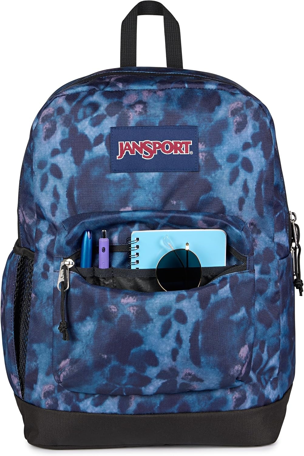 image:imageJanSport Cross Town Plus Backpack Large Main Compartment Side Water Bottle Pocket 15Inch Padded Laptop Sleeve Emerald PoolGhostly Florals NavyPurplePink