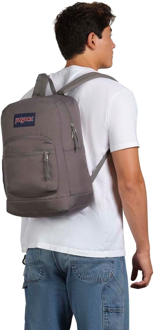 image:imageJanSport Cross Town Plus Backpack Large Main Compartment Side Water Bottle Pocket 15Inch Padded Laptop Sleeve Emerald PoolGraphite Grey