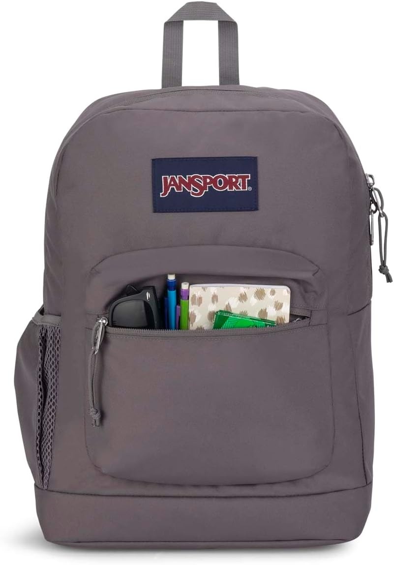 image:imageJanSport Cross Town Plus Backpack Large Main Compartment Side Water Bottle Pocket 15Inch Padded Laptop Sleeve Emerald PoolGraphite Grey
