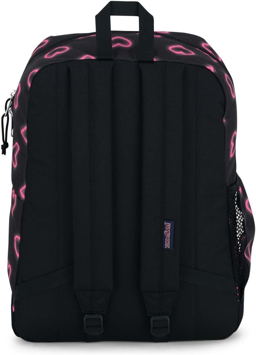 image:imageJanSport Cross Town Plus Backpack Large Main Compartment Side Water Bottle Pocket 15Inch Padded Laptop Sleeve Emerald PoolHappy Hearts Black