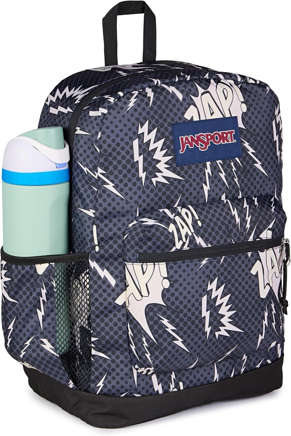 image:imageJanSport Cross Town Plus Backpack Large Main Compartment Side Water Bottle Pocket 15Inch Padded Laptop Sleeve Emerald PoolHigh Voltage BlackGreyCharcoal