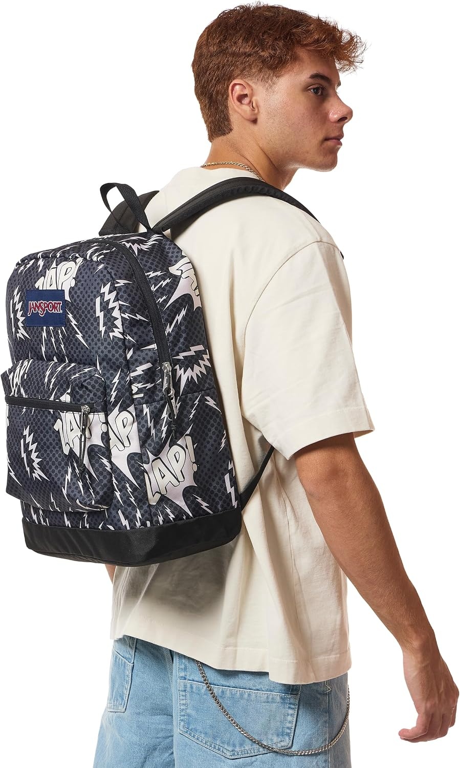 image:imageJanSport Cross Town Plus Backpack Large Main Compartment Side Water Bottle Pocket 15Inch Padded Laptop Sleeve Emerald PoolHigh Voltage BlackGreyCharcoal