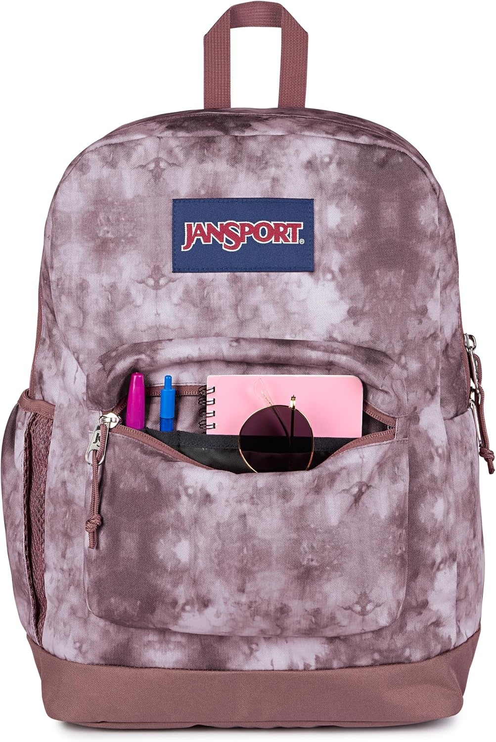 image:imageJanSport Cross Town Plus Backpack Large Main Compartment Side Water Bottle Pocket 15Inch Padded Laptop Sleeve Emerald PoolIce Dye Mahogany HazeWhite
