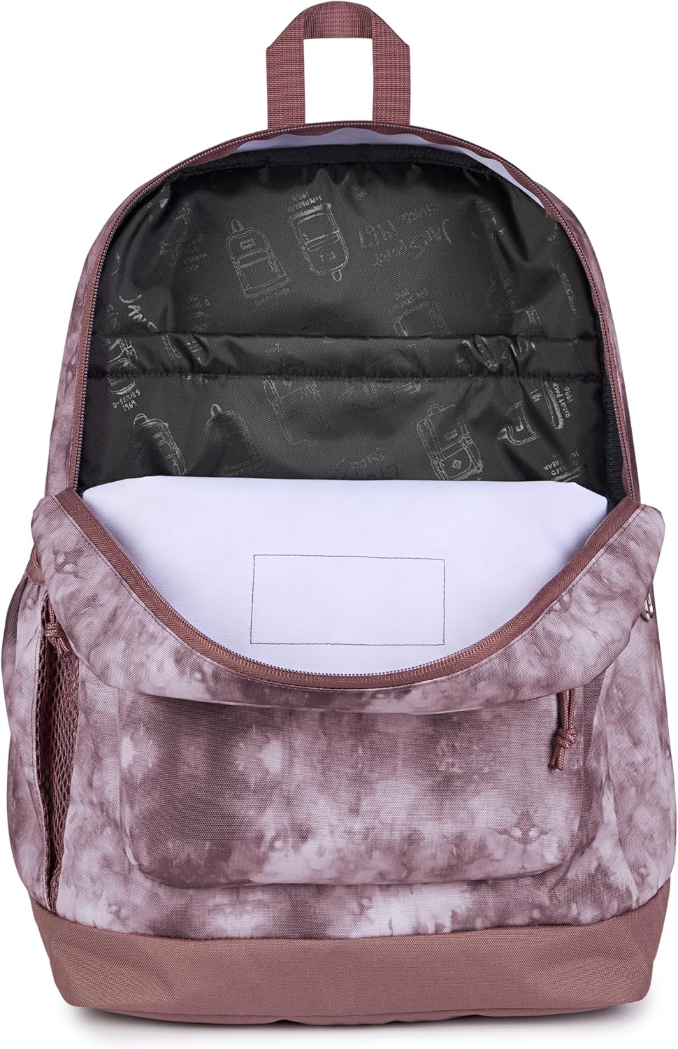 image:imageJanSport Cross Town Plus Backpack Large Main Compartment Side Water Bottle Pocket 15Inch Padded Laptop Sleeve Emerald PoolIce Dye Mahogany HazeWhite