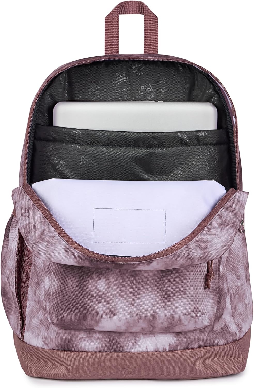 image:imageJanSport Cross Town Plus Backpack Large Main Compartment Side Water Bottle Pocket 15Inch Padded Laptop Sleeve Emerald PoolIce Dye Mahogany HazeWhite