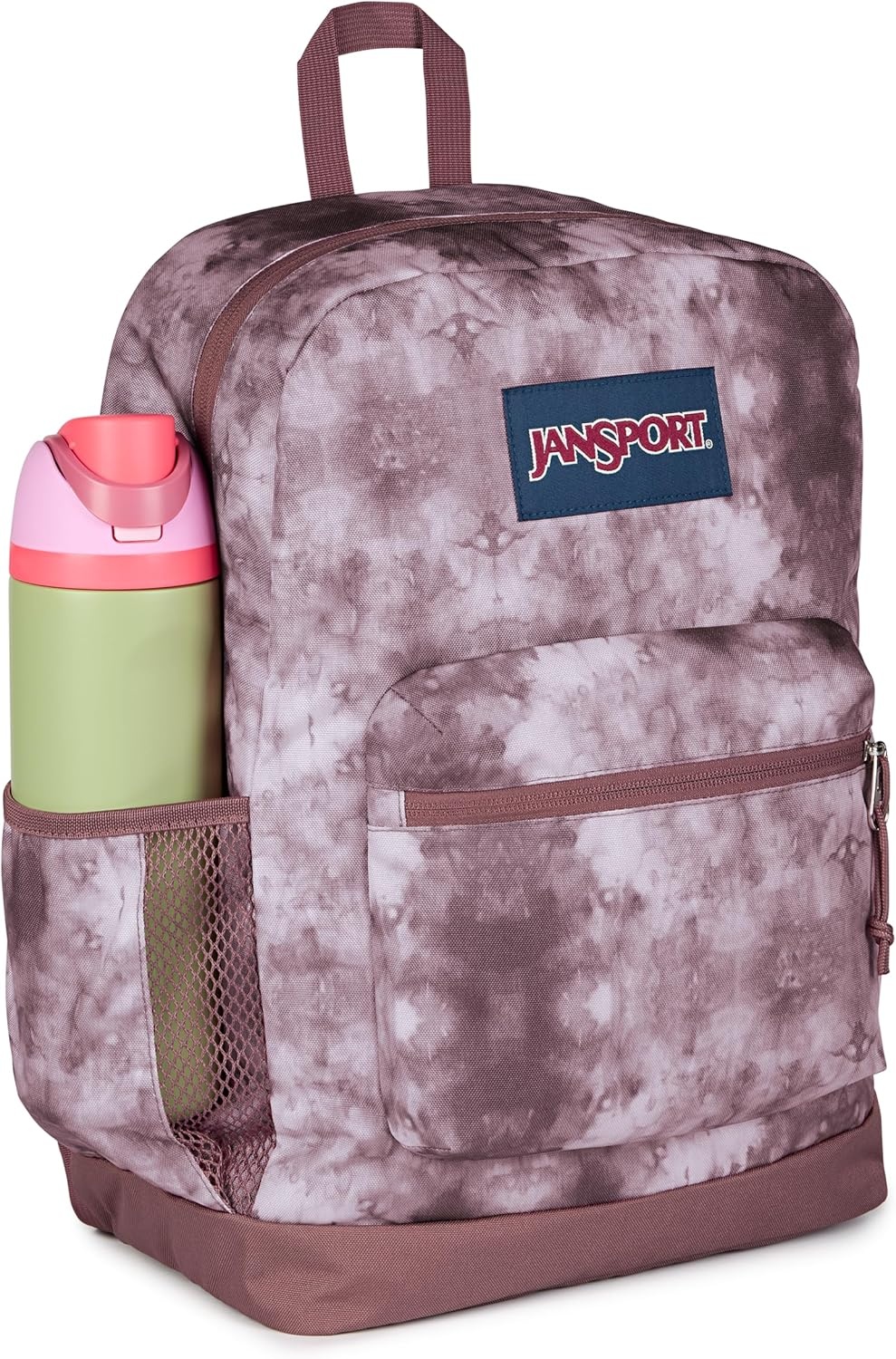 image:imageJanSport Cross Town Plus Backpack Large Main Compartment Side Water Bottle Pocket 15Inch Padded Laptop Sleeve Emerald PoolIce Dye Mahogany HazeWhite