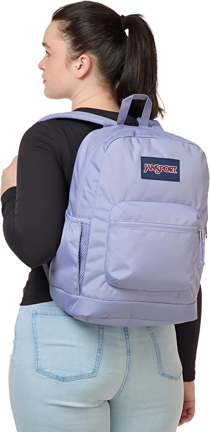 image:imageJanSport Cross Town Plus Backpack Large Main Compartment Side Water Bottle Pocket 15Inch Padded Laptop Sleeve Emerald PoolLavender Ash