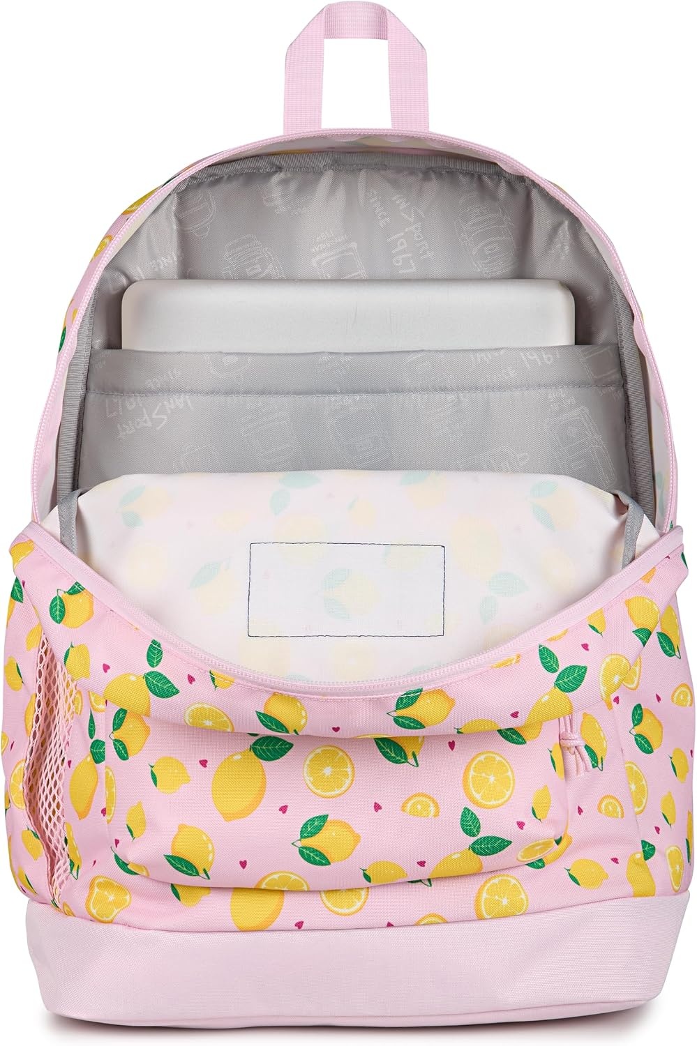 image:imageJanSport Cross Town Plus Backpack Large Main Compartment Side Water Bottle Pocket 15Inch Padded Laptop Sleeve Emerald PoolLemonade Stand Pink IceYellowGreen