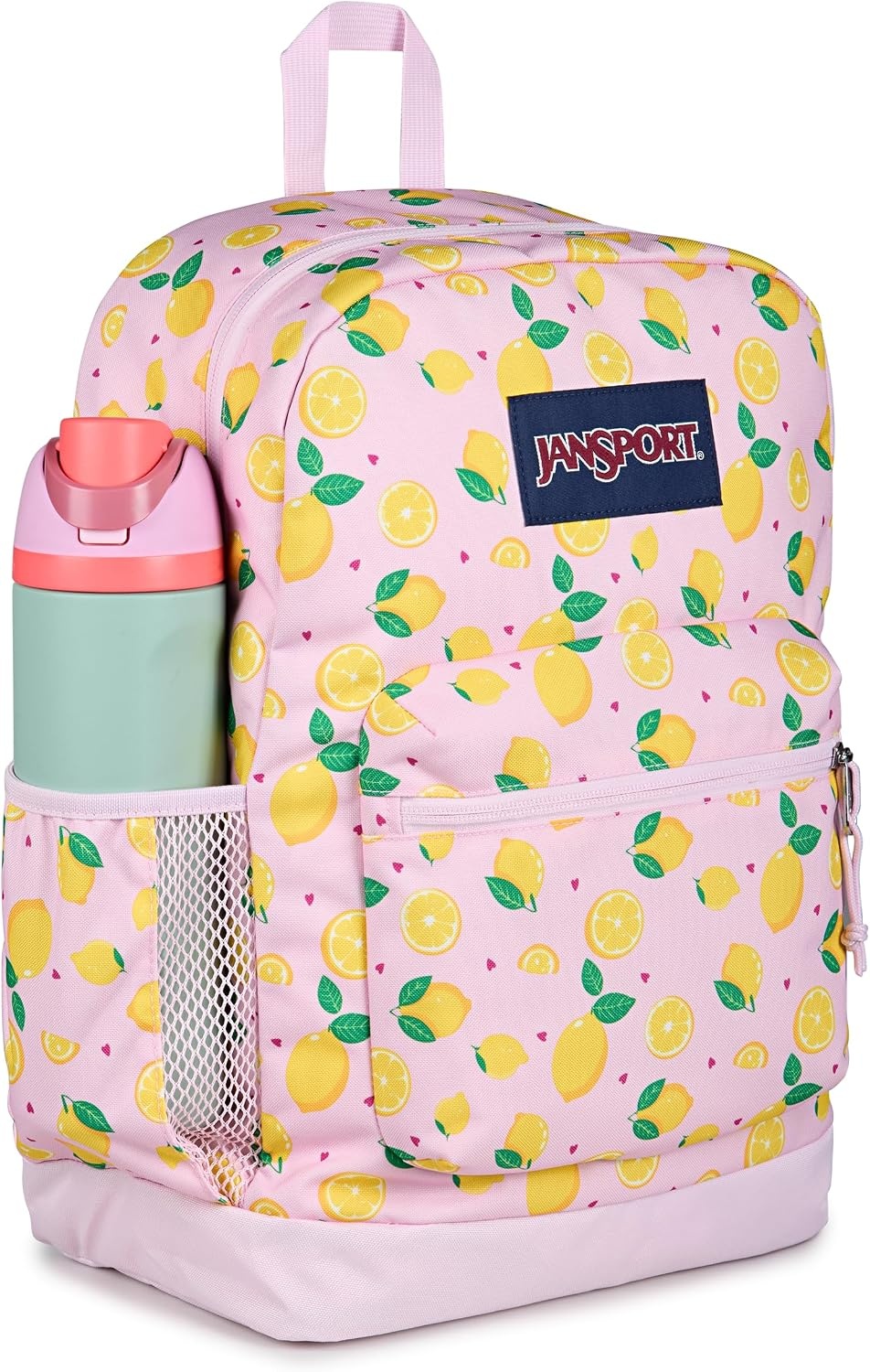 image:imageJanSport Cross Town Plus Backpack Large Main Compartment Side Water Bottle Pocket 15Inch Padded Laptop Sleeve Emerald PoolLemonade Stand Pink IceYellowGreen
