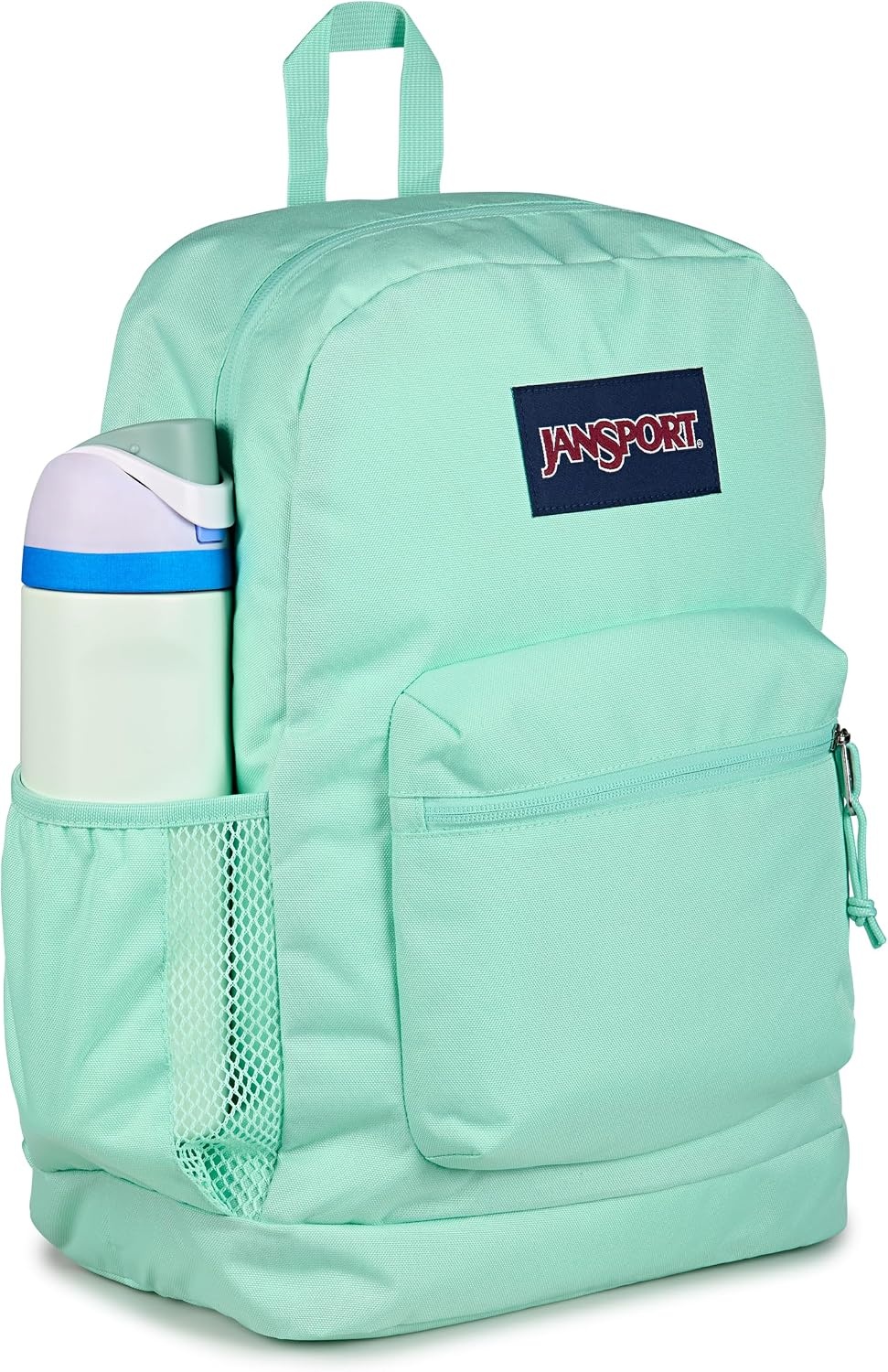 image:imageJanSport Cross Town Plus Backpack Large Main Compartment Side Water Bottle Pocket 15Inch Padded Laptop Sleeve Emerald PoolMagic Mint