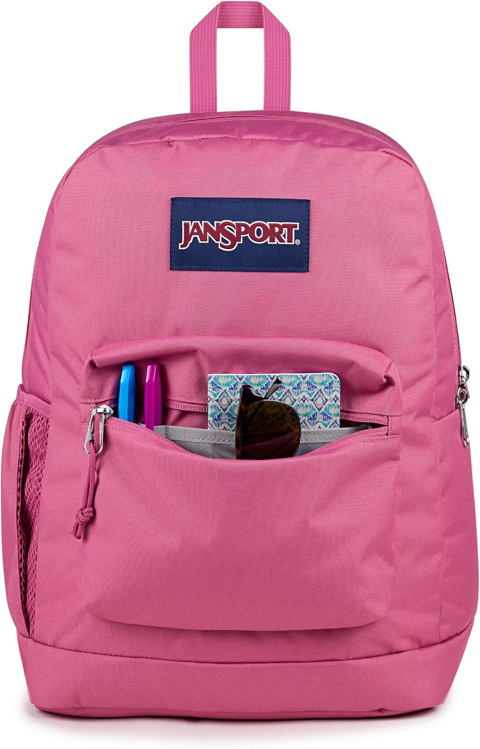 image:imageJanSport Cross Town Plus Backpack Large Main Compartment Side Water Bottle Pocket 15Inch Padded Laptop Sleeve Emerald PoolMauve Haze