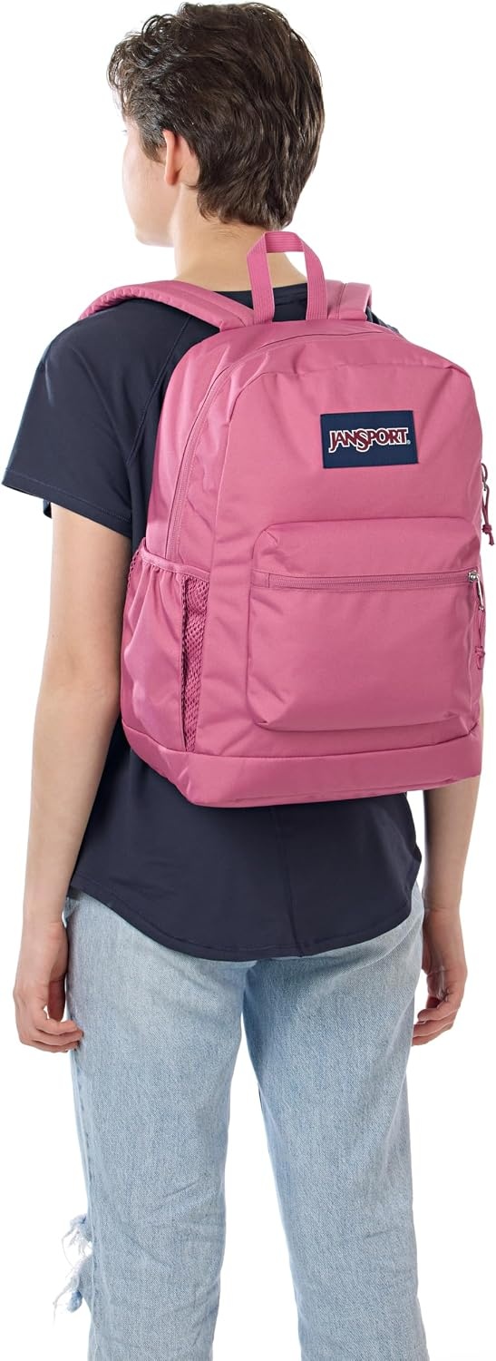 image:imageJanSport Cross Town Plus Backpack Large Main Compartment Side Water Bottle Pocket 15Inch Padded Laptop Sleeve Emerald PoolMauve Haze