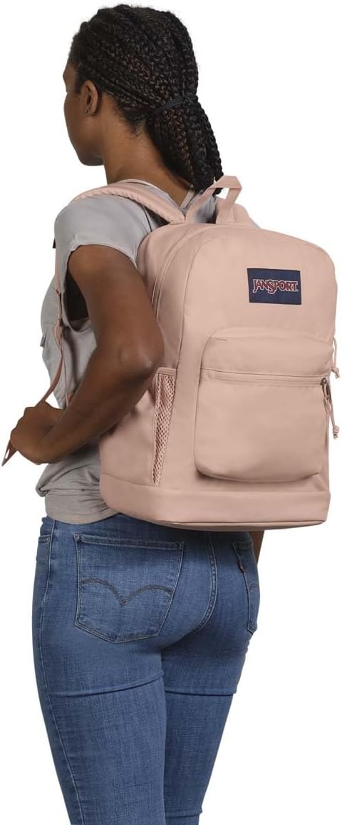 image:imageJanSport Cross Town Plus Backpack Large Main Compartment Side Water Bottle Pocket 15Inch Padded Laptop Sleeve Emerald PoolMisty Rose