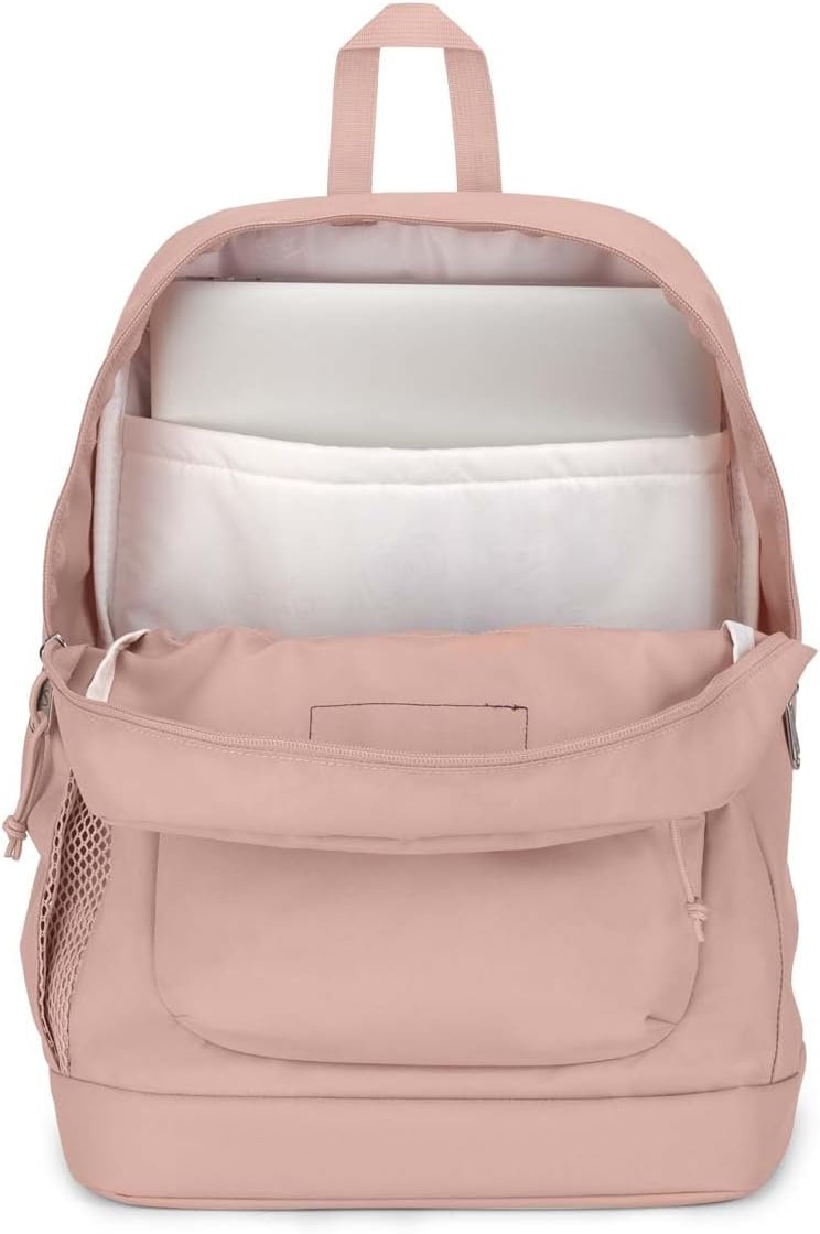 image:imageJanSport Cross Town Plus Backpack Large Main Compartment Side Water Bottle Pocket 15Inch Padded Laptop Sleeve Emerald PoolMisty Rose