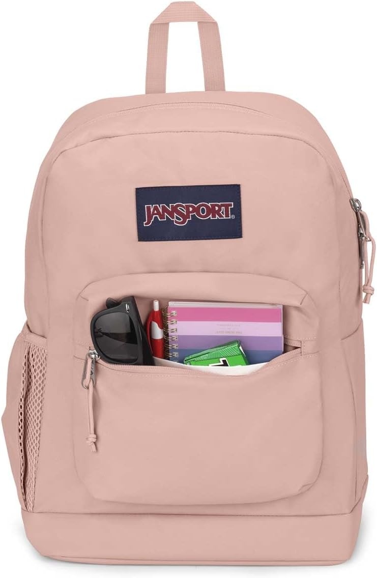 image:imageJanSport Cross Town Plus Backpack Large Main Compartment Side Water Bottle Pocket 15Inch Padded Laptop Sleeve Emerald PoolMisty Rose