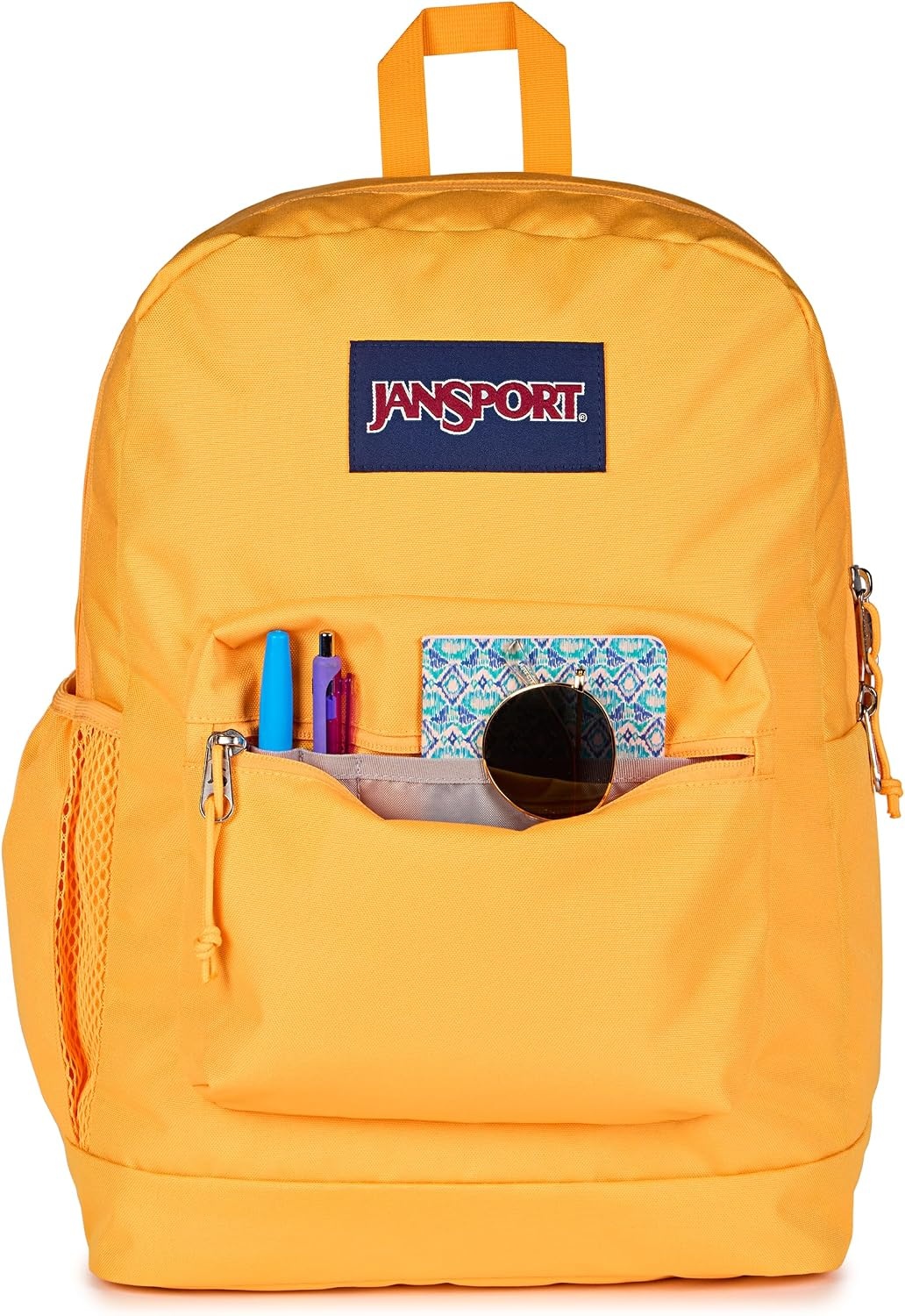 image:imageJanSport Cross Town Plus Backpack Large Main Compartment Side Water Bottle Pocket 15Inch Padded Laptop Sleeve Emerald PoolOrange Soda