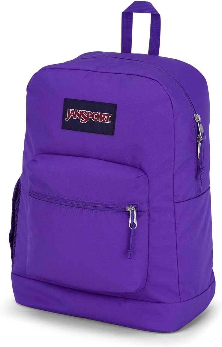 image:imageJanSport Cross Town Plus Backpack Large Main Compartment Side Water Bottle Pocket 15Inch Padded Laptop Sleeve Emerald PoolParty Plum