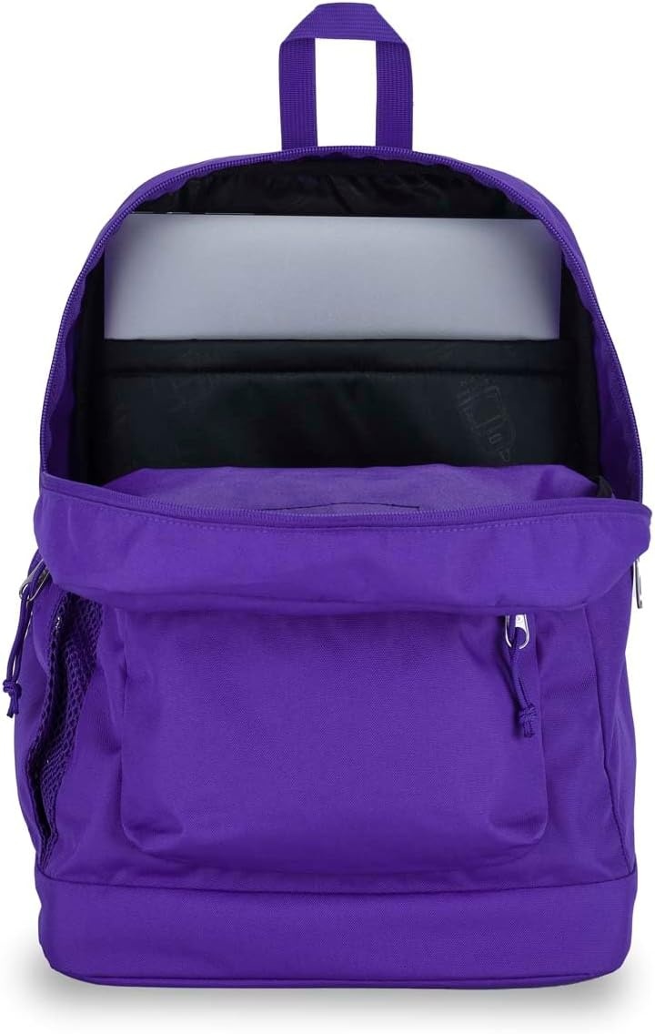 image:imageJanSport Cross Town Plus Backpack Large Main Compartment Side Water Bottle Pocket 15Inch Padded Laptop Sleeve Emerald PoolParty Plum