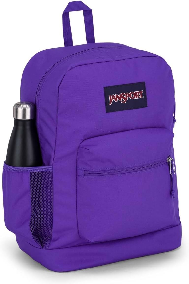 image:imageJanSport Cross Town Plus Backpack Large Main Compartment Side Water Bottle Pocket 15Inch Padded Laptop Sleeve Emerald PoolParty Plum
