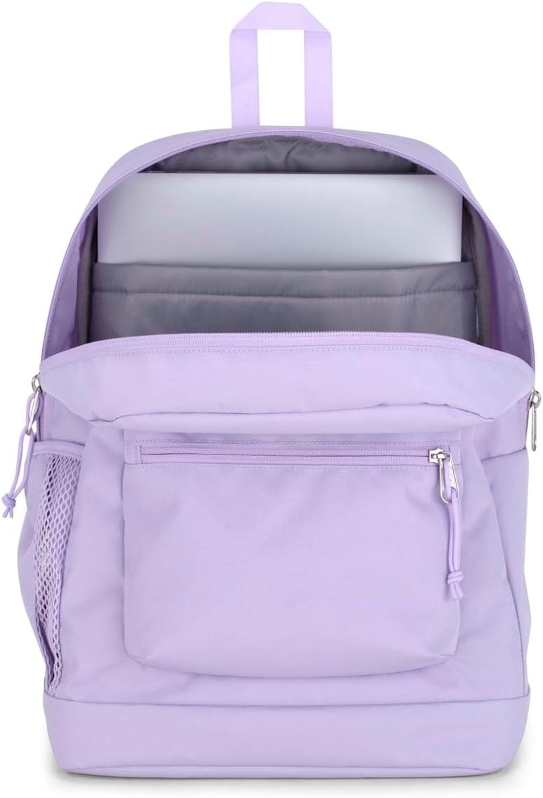 image:imageJanSport Cross Town Plus Backpack Large Main Compartment Side Water Bottle Pocket 15Inch Padded Laptop Sleeve Emerald PoolPastel Lilac