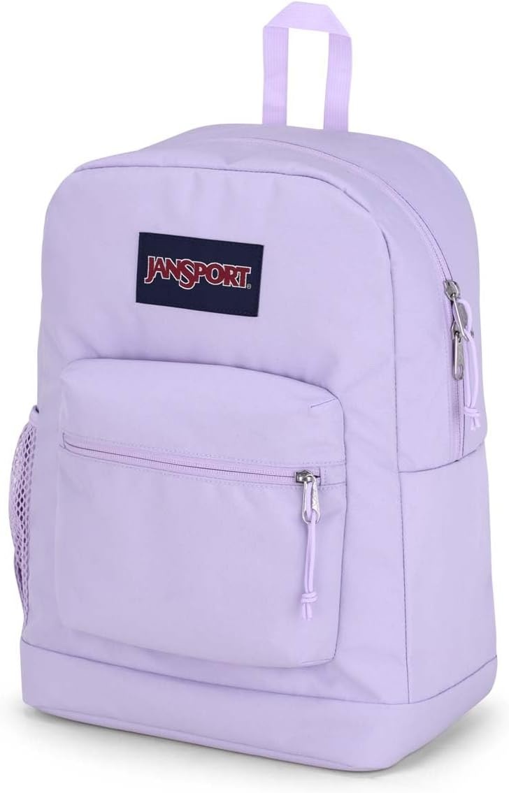 image:imageJanSport Cross Town Plus Backpack Large Main Compartment Side Water Bottle Pocket 15Inch Padded Laptop Sleeve Emerald PoolPastel Lilac