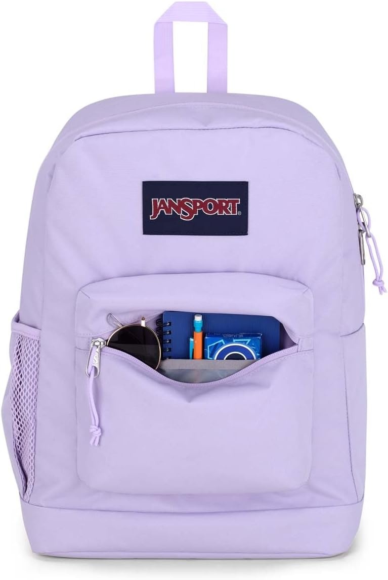 image:imageJanSport Cross Town Plus Backpack Large Main Compartment Side Water Bottle Pocket 15Inch Padded Laptop Sleeve Emerald PoolPastel Lilac