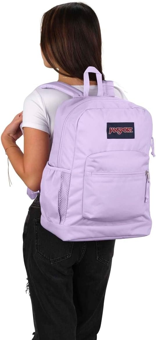 image:imageJanSport Cross Town Plus Backpack Large Main Compartment Side Water Bottle Pocket 15Inch Padded Laptop Sleeve Emerald PoolPastel Lilac