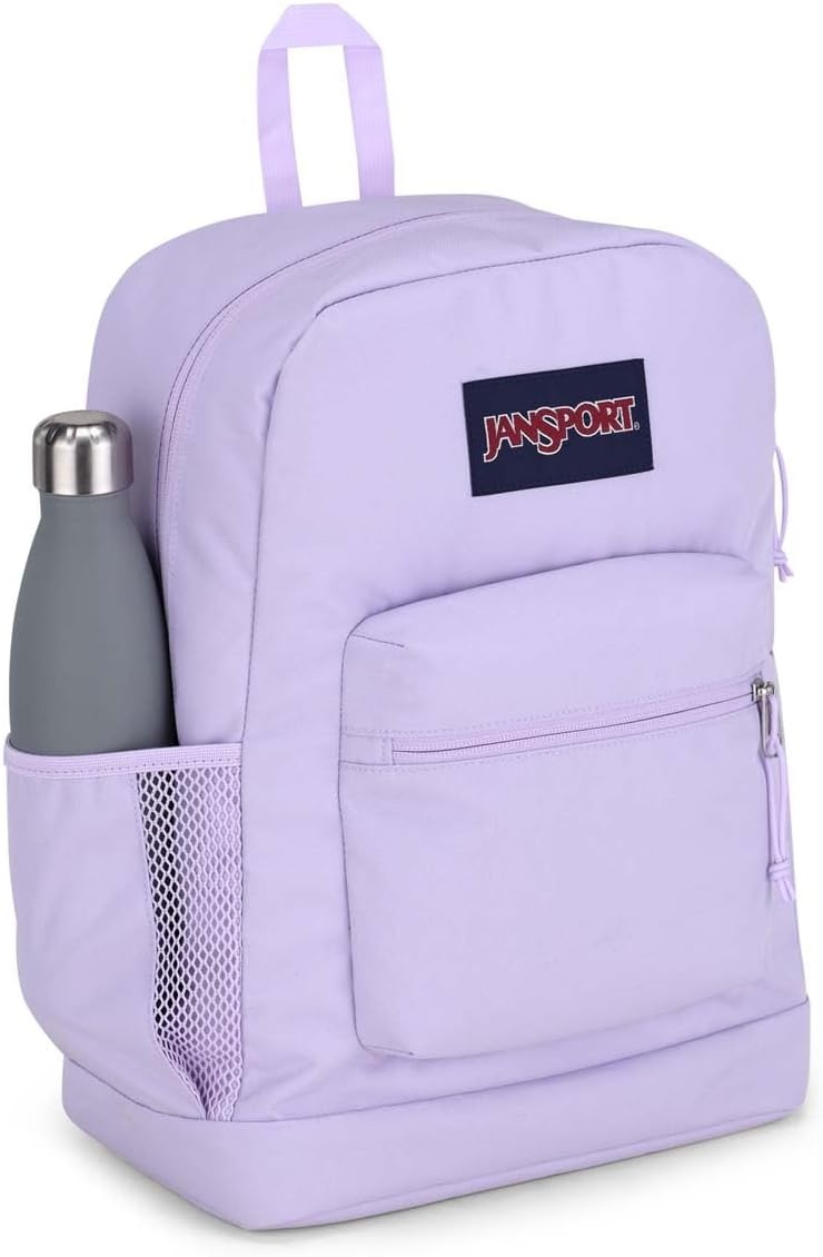 image:imageJanSport Cross Town Plus Backpack Large Main Compartment Side Water Bottle Pocket 15Inch Padded Laptop Sleeve Emerald PoolPastel Lilac