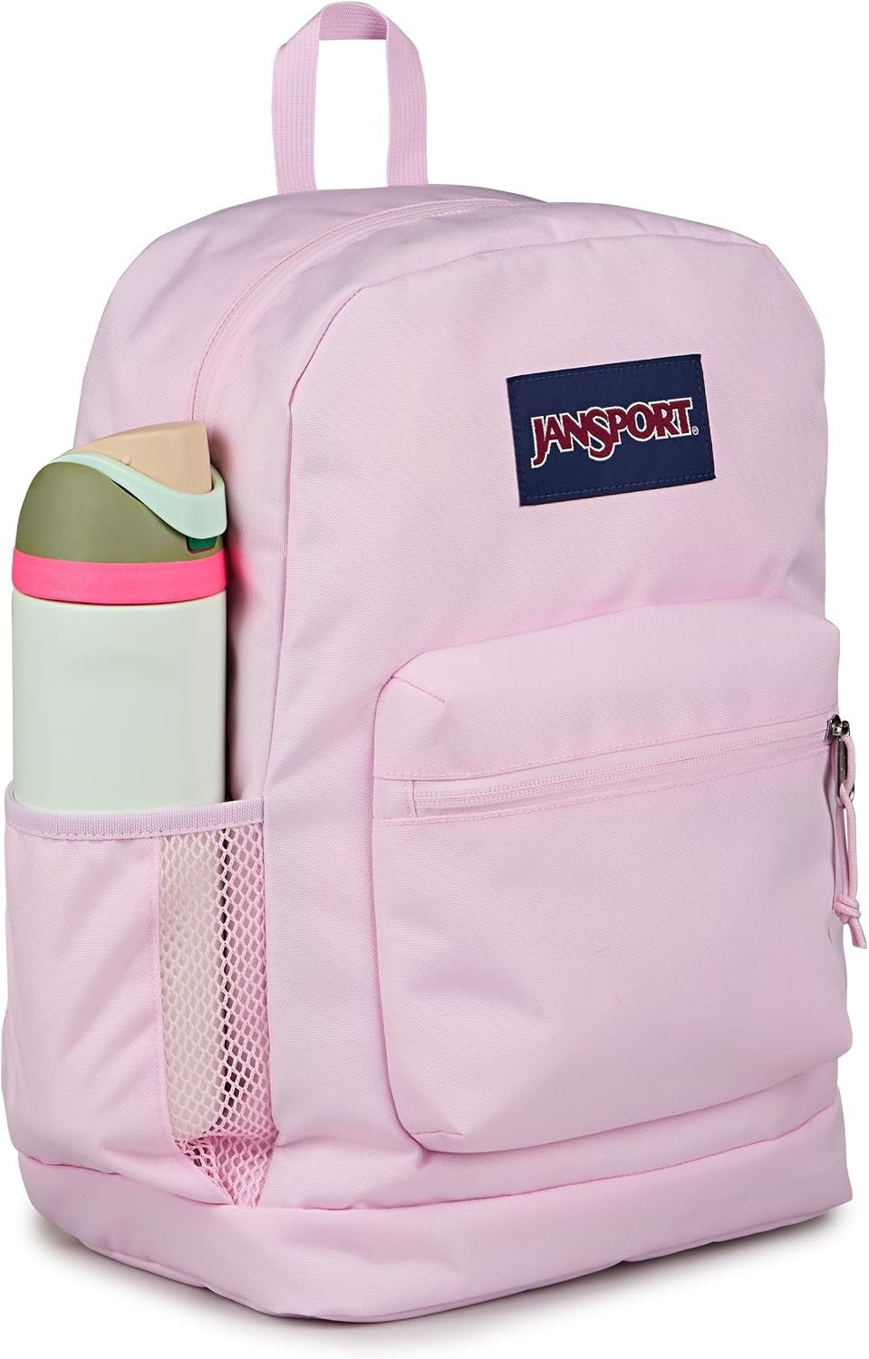 image:imageJanSport Cross Town Plus Backpack Large Main Compartment Side Water Bottle Pocket 15Inch Padded Laptop Sleeve Emerald PoolPink Ice