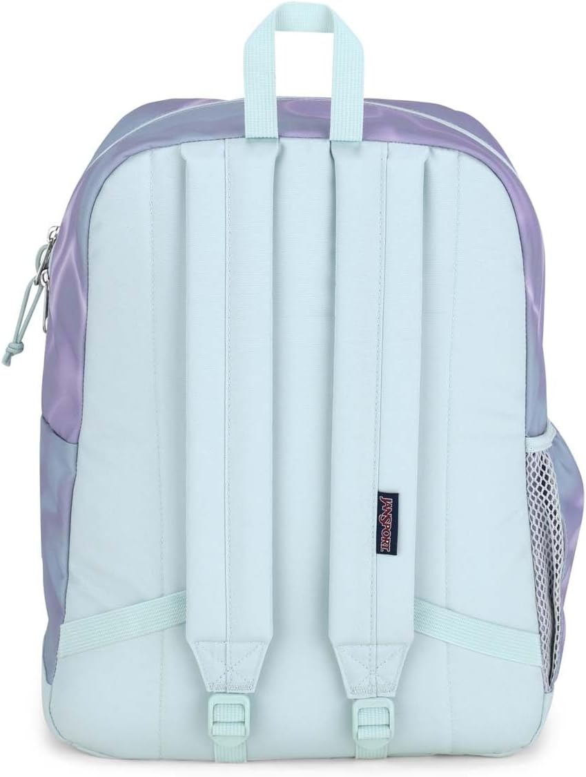 image:imageJanSport Cross Town Plus Backpack Large Main Compartment Side Water Bottle Pocket 15Inch Padded Laptop Sleeve Emerald PoolPlatinum Puddles