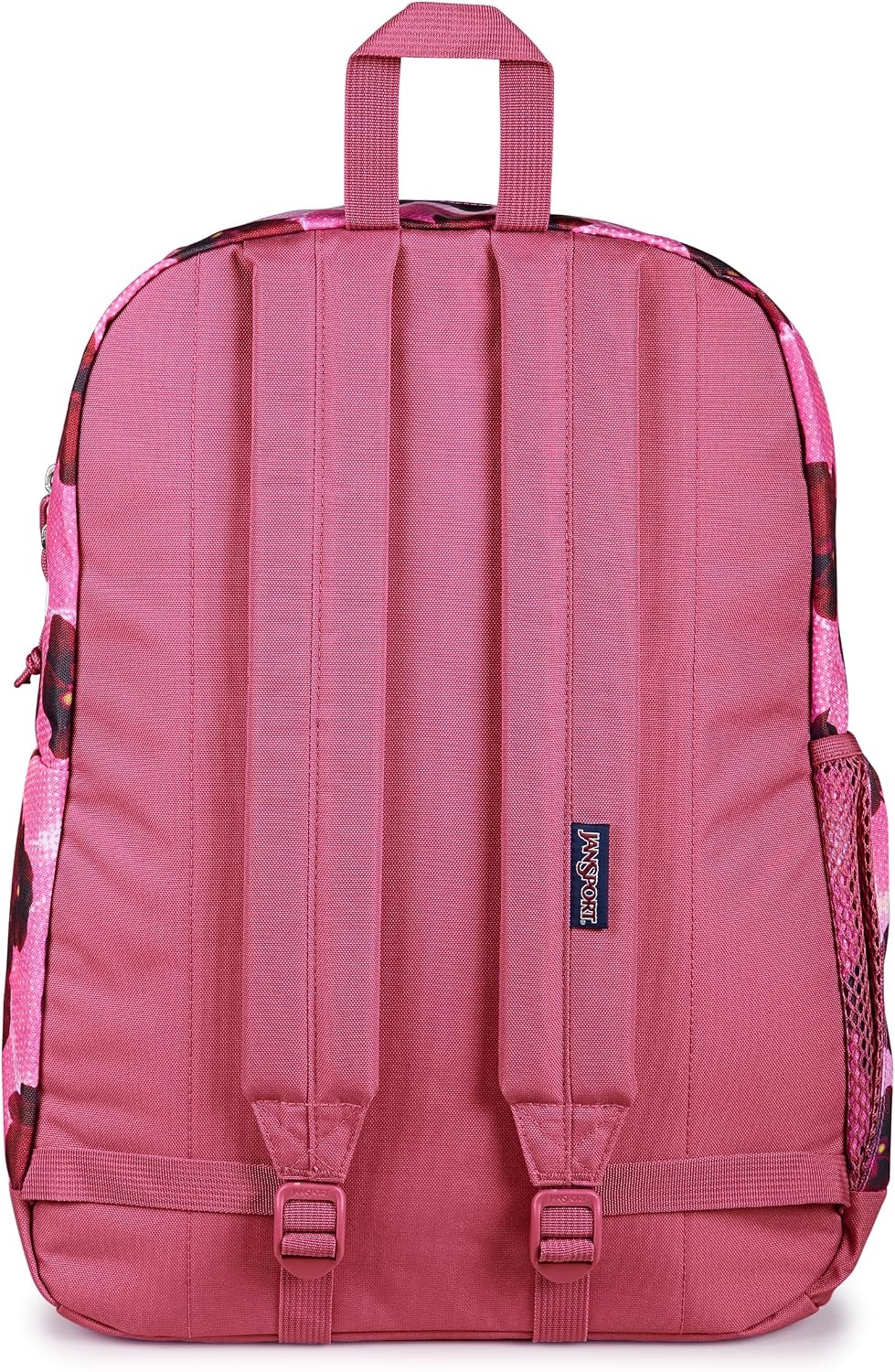 image:imageJanSport Cross Town Plus Backpack Large Main Compartment Side Water Bottle Pocket 15Inch Padded Laptop Sleeve Emerald PoolPop Art Pansies Digital FuchsiaMulti