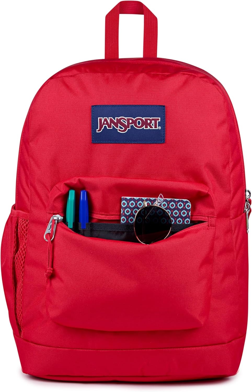 image:imageJanSport Cross Town Plus Backpack Large Main Compartment Side Water Bottle Pocket 15Inch Padded Laptop Sleeve Emerald PoolRed Tape