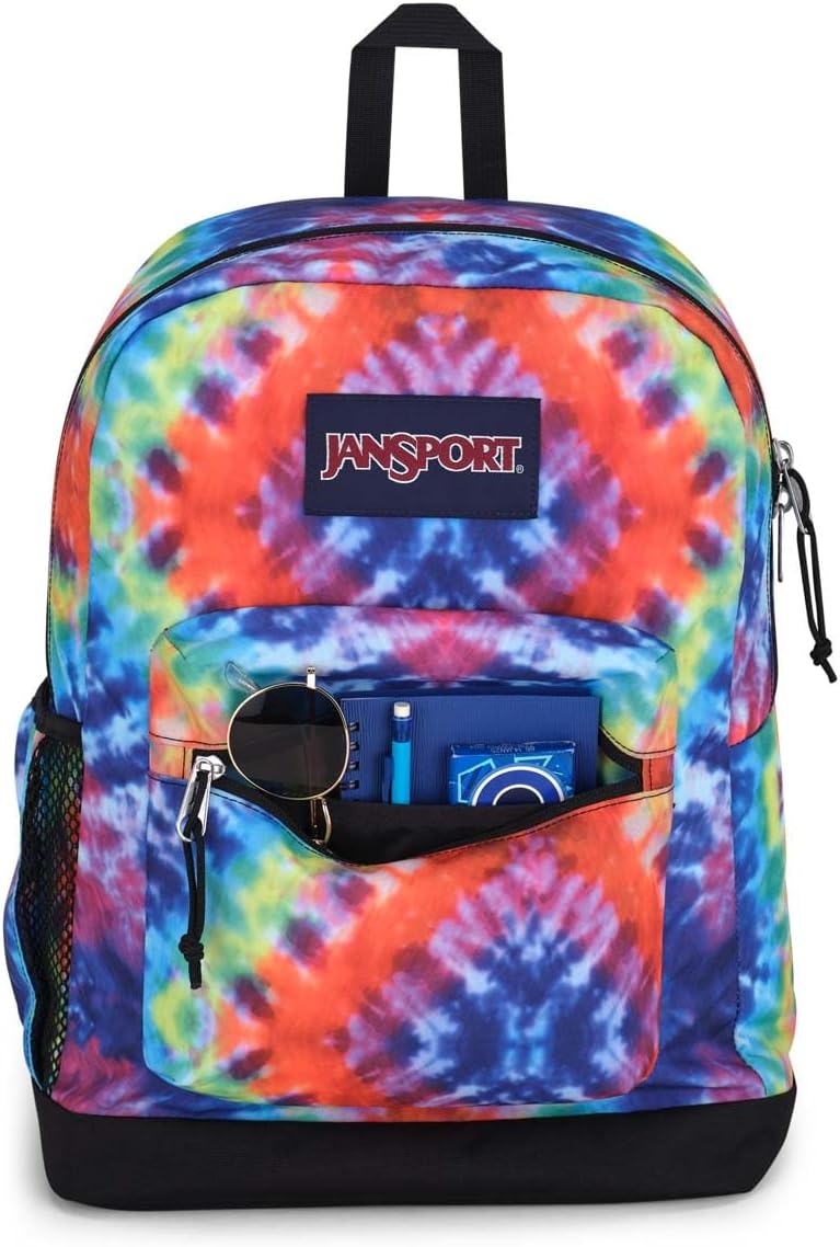 image:imageJanSport Cross Town Plus Backpack Large Main Compartment Side Water Bottle Pocket 15Inch Padded Laptop Sleeve Emerald PoolRedMulti Hippie Days