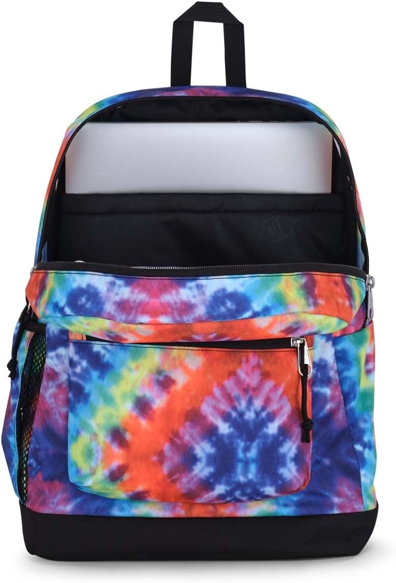 image:imageJanSport Cross Town Plus Backpack Large Main Compartment Side Water Bottle Pocket 15Inch Padded Laptop Sleeve Emerald PoolRedMulti Hippie Days