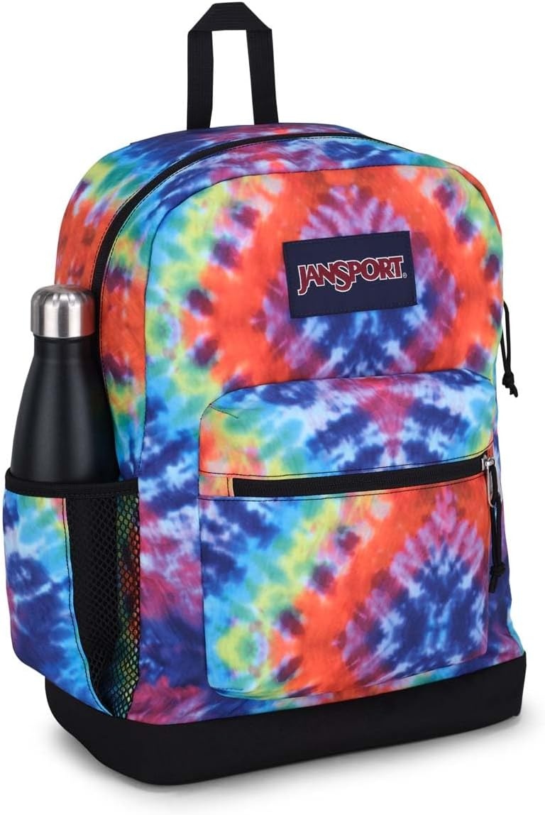 image:imageJanSport Cross Town Plus Backpack Large Main Compartment Side Water Bottle Pocket 15Inch Padded Laptop Sleeve Emerald PoolRedMulti Hippie Days
